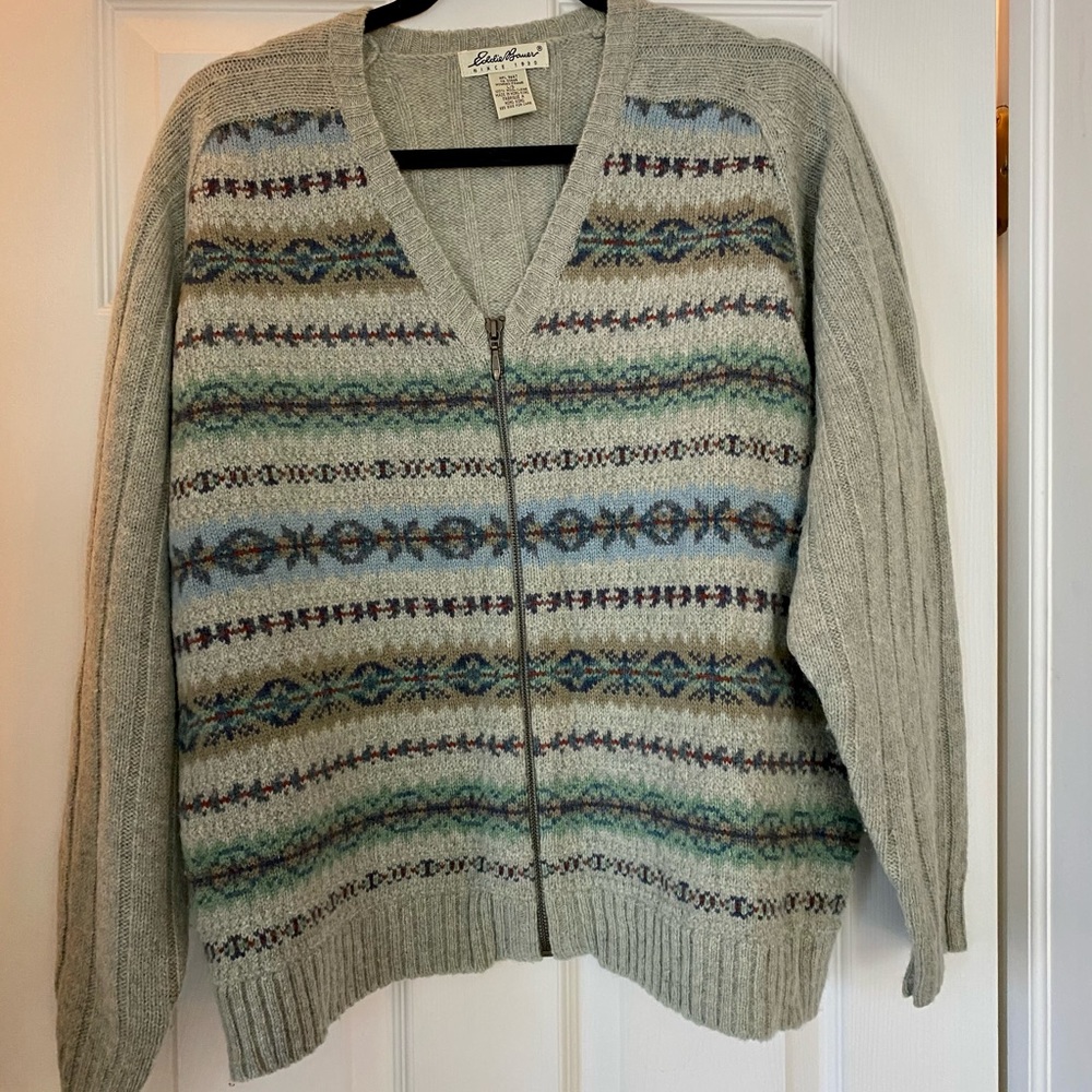 Eddie Bauer front zip multicolor cardigan